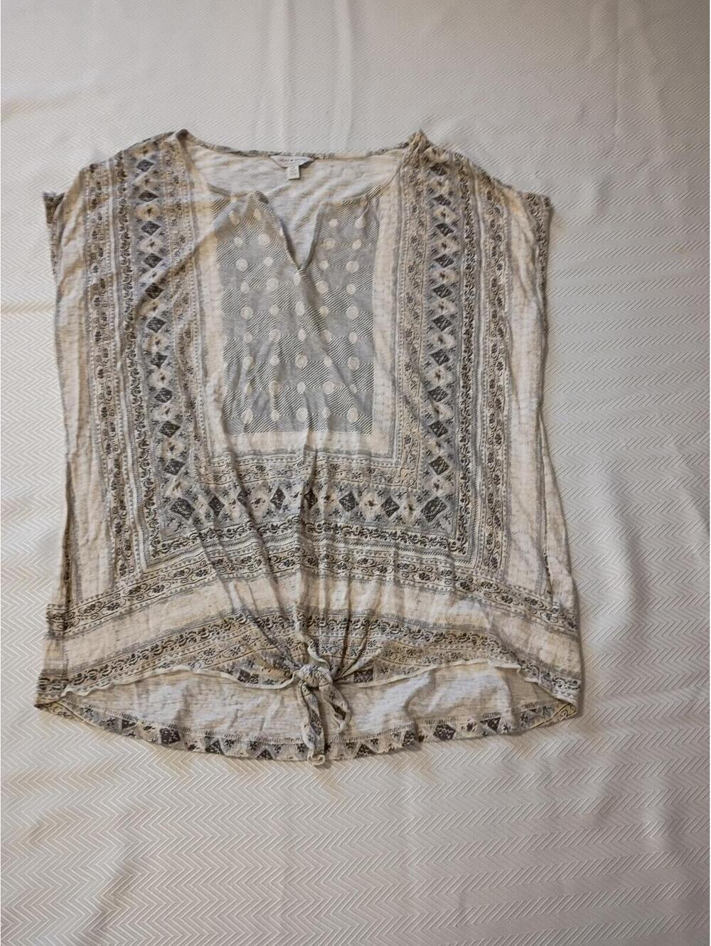 Bohemian Style Tie-Front Blouse